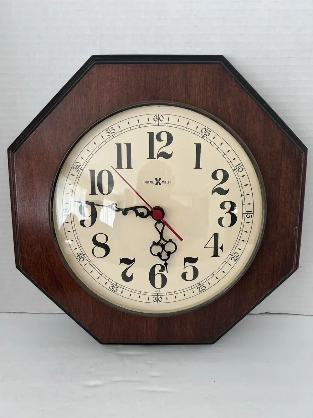 Vintage Howard Miller Octagon Wall Clock Model 612-608 Made In USA (Zeeland, MI)
